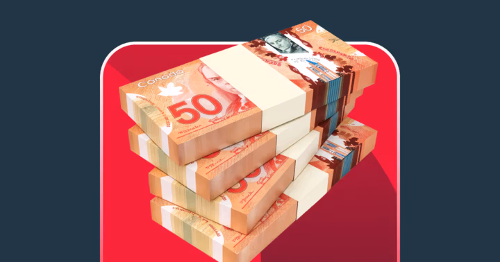 Canadian dollar bills representing Stake rakeback bonus