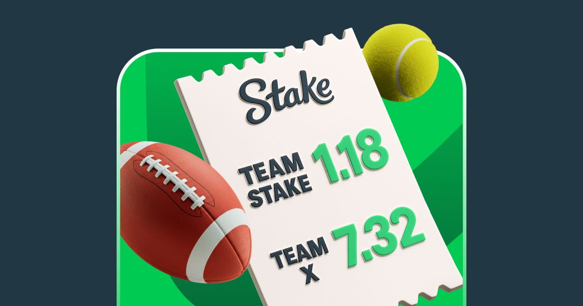 Stake sports betting slip showing live odds on football and tennis